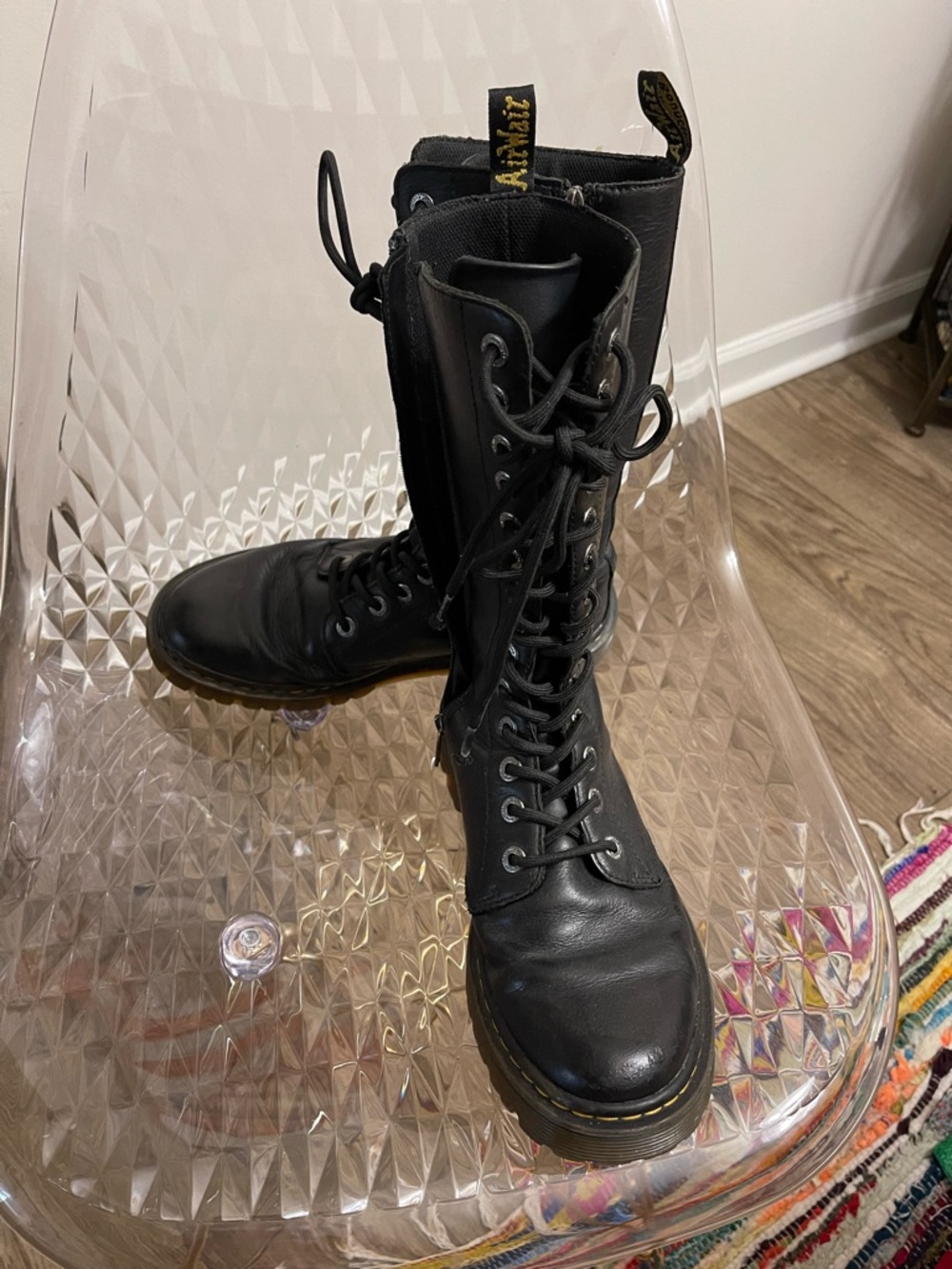 Dream Pairs Black Lace-Up Tall Combat Boots